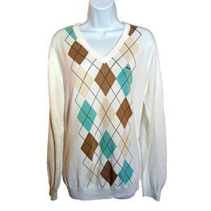 LACOSTE ARGYLE Sweater Sz 5 or L 100% Cotton STUNNING COND. PREPPY IVY LEAGUE
